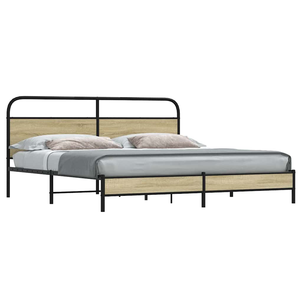Metallbett ohne Matratze Sonoma-Eiche 180x200 cm