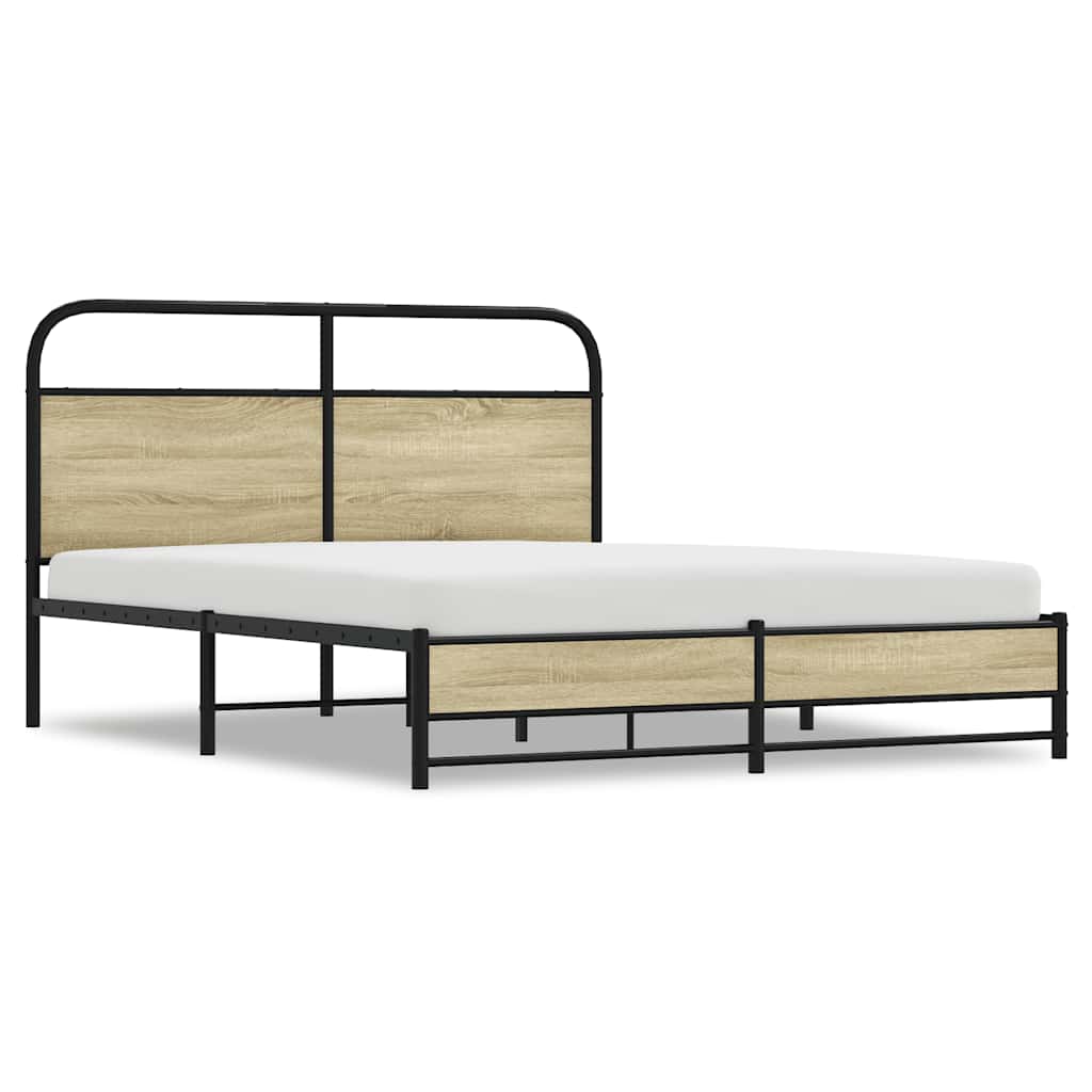 Metallbett ohne Matratze Sonoma-Eiche 160x200 cm