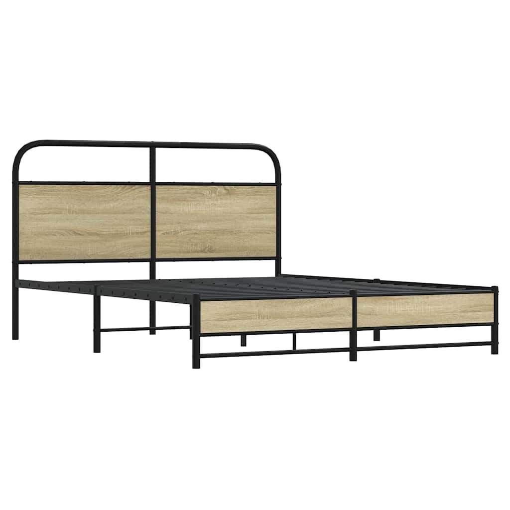Metallbett ohne Matratze Sonoma-Eiche 160x200 cm