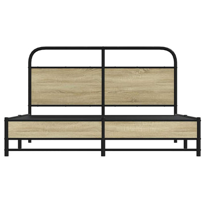 Metallbett ohne Matratze Sonoma-Eiche 160x200 cm