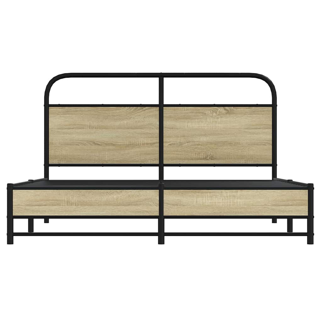 Metallbett ohne Matratze Sonoma-Eiche 160x200 cm