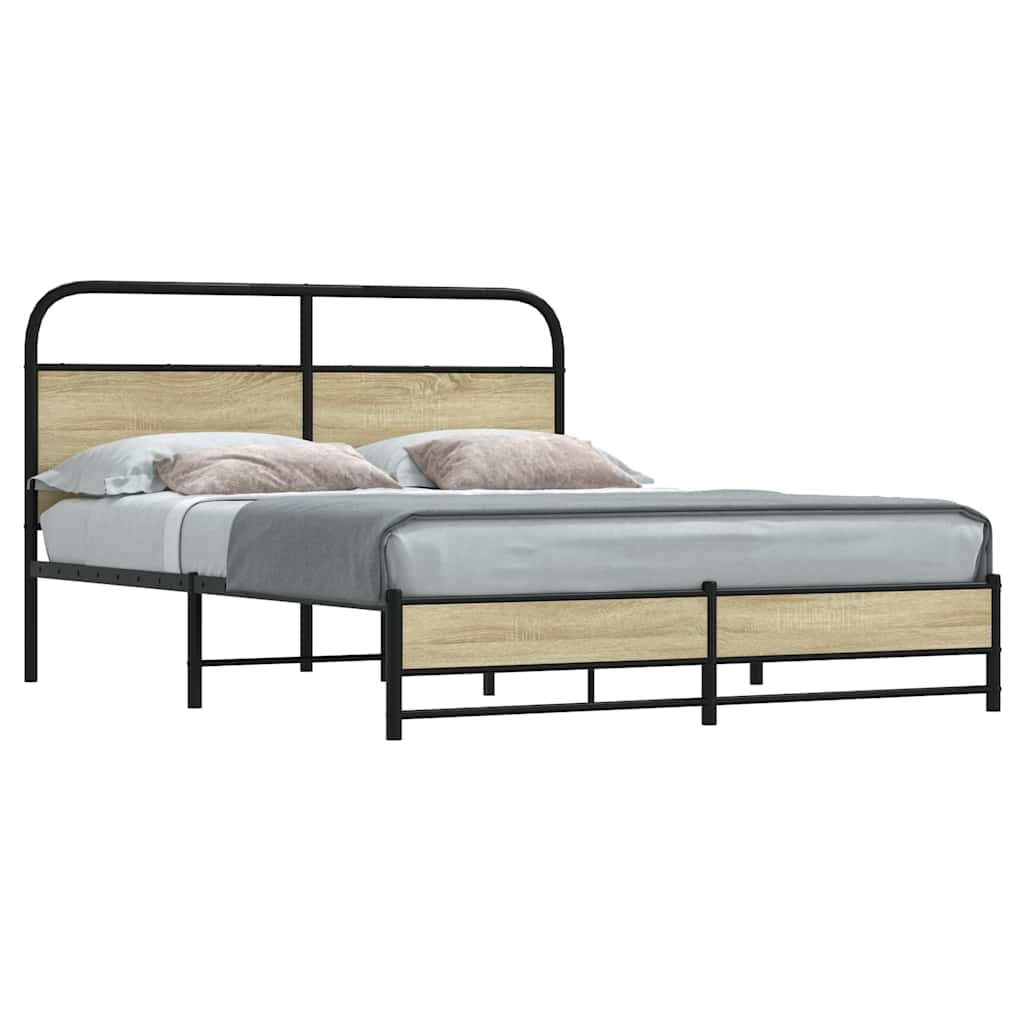Metallbett ohne Matratze Sonoma-Eiche 160x200 cm