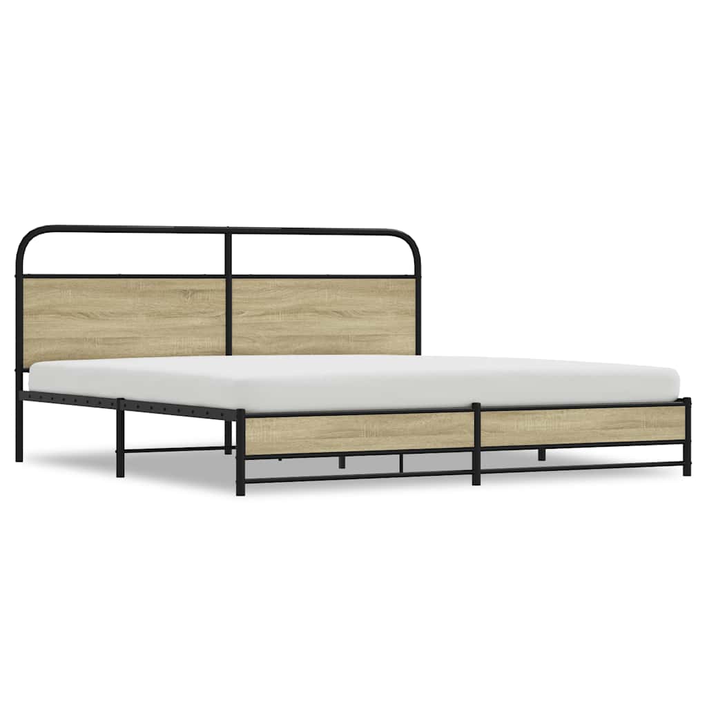 Metallbett ohne Matratze Sonoma-Eiche 180x200 cm