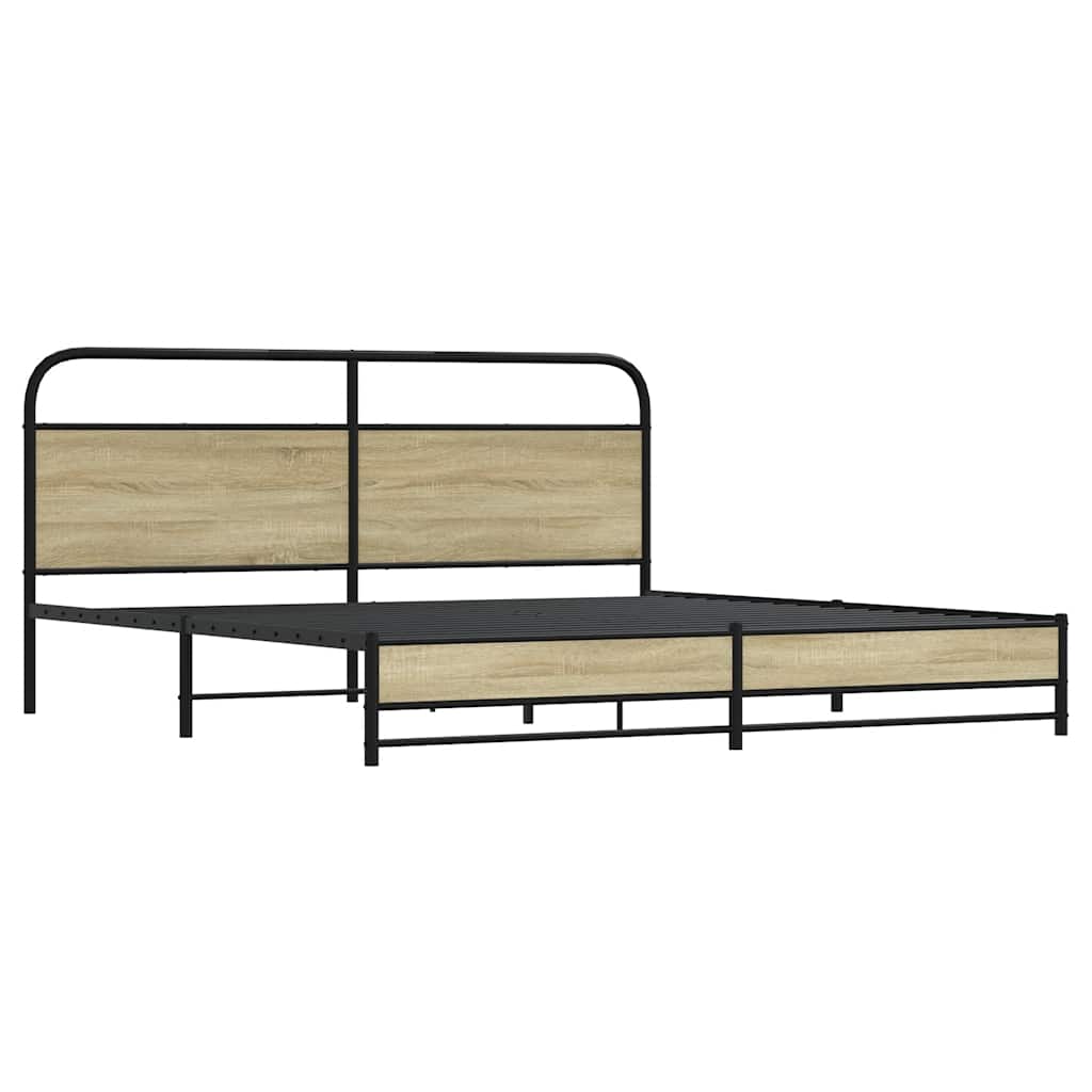 Metallbett ohne Matratze Sonoma-Eiche 180x200 cm
