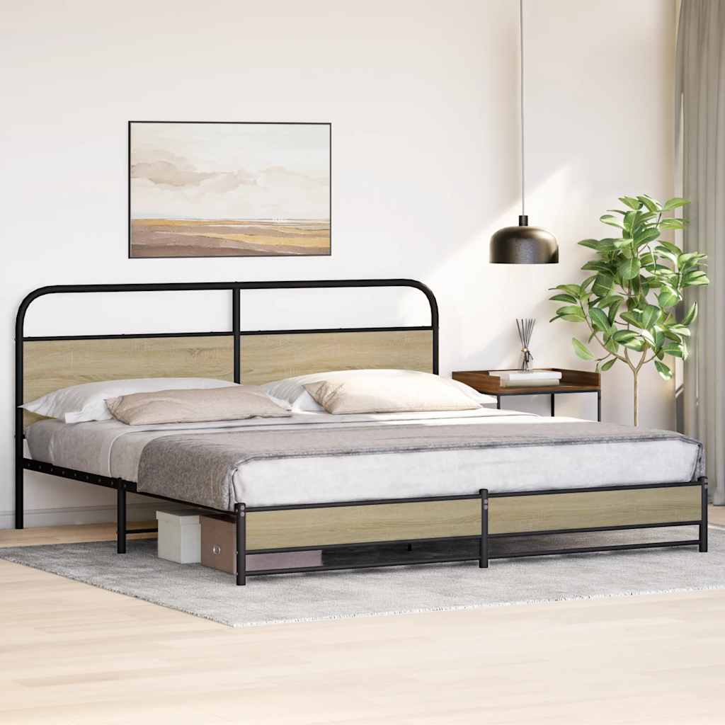 Metallbett ohne Matratze Sonoma-Eiche 180x200 cm