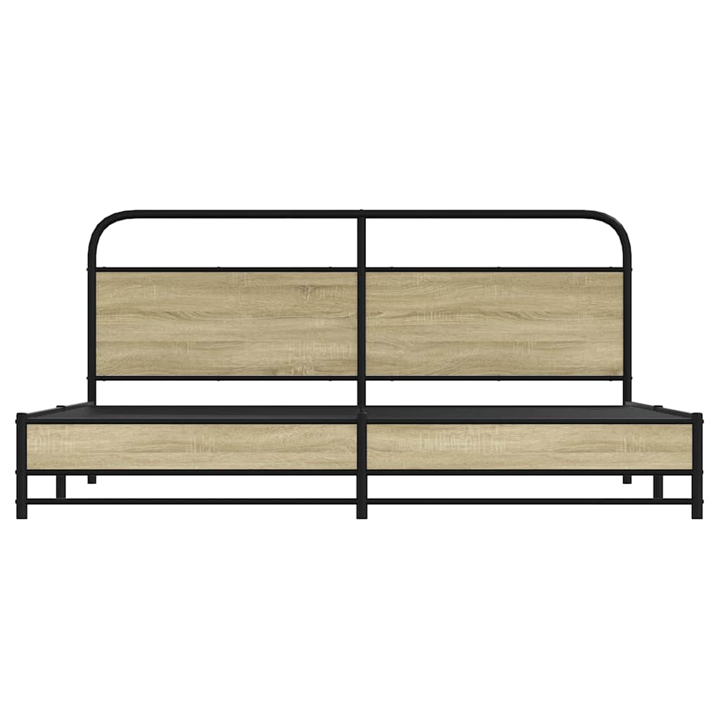 Metallbett ohne Matratze Sonoma-Eiche 180x200 cm