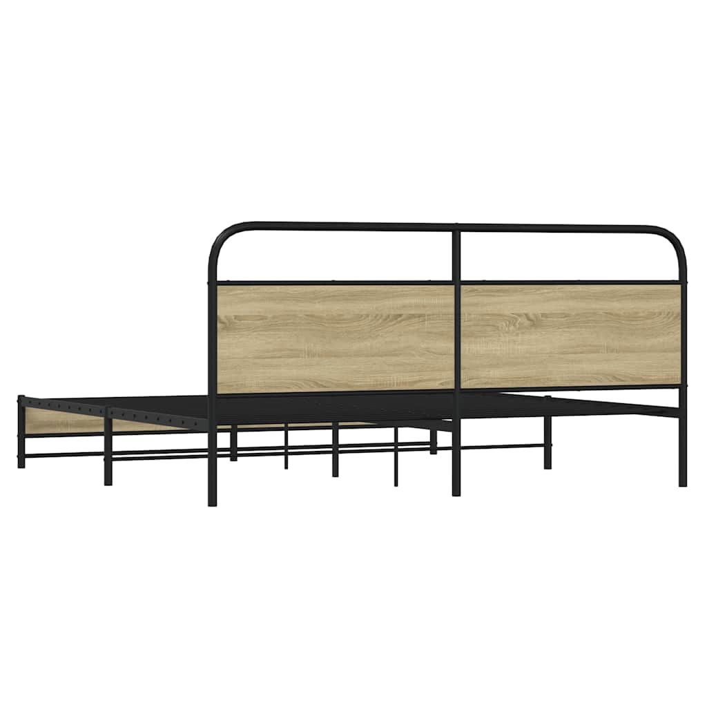 Metallbett ohne Matratze Sonoma-Eiche 180x200 cm