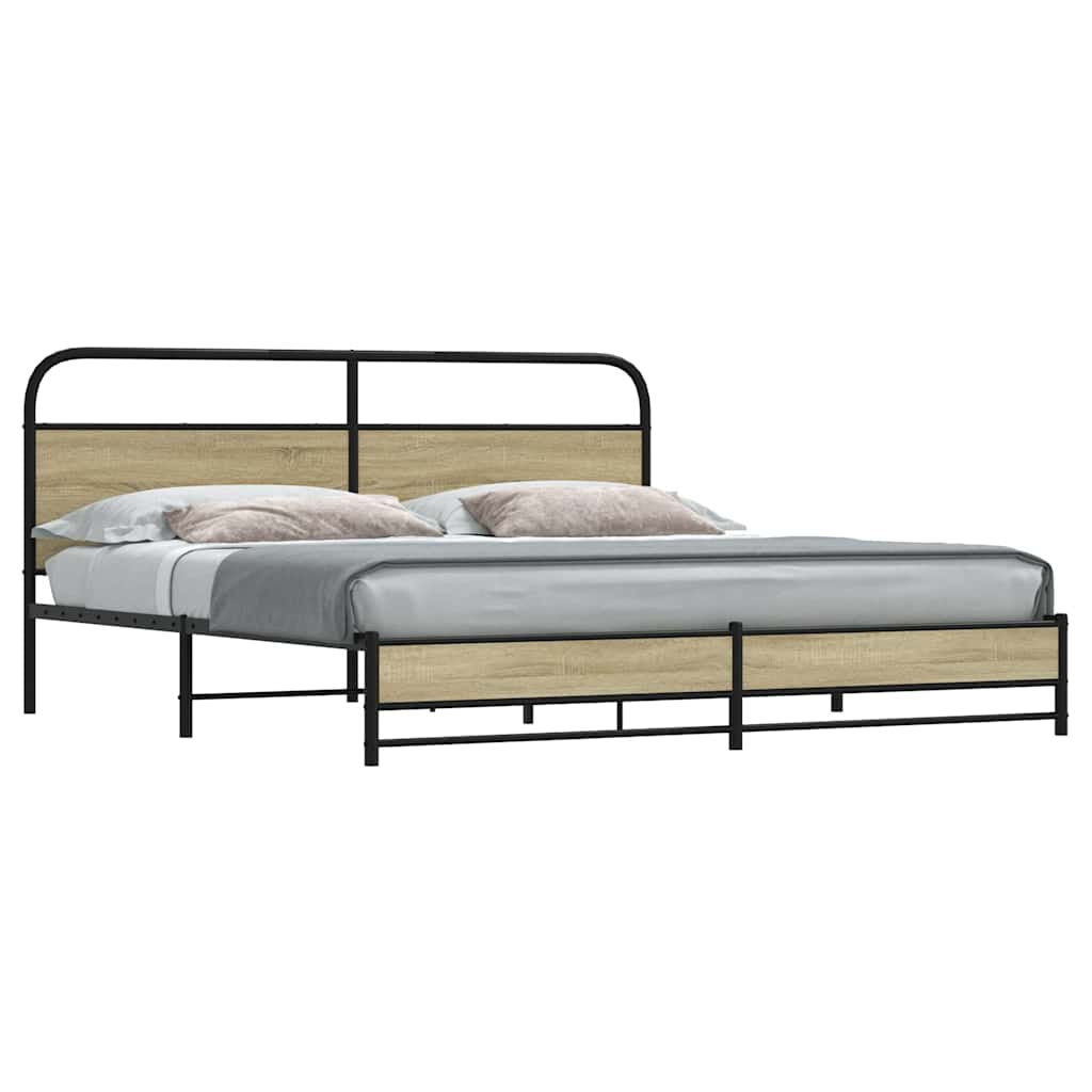 Metallbett ohne Matratze Sonoma-Eiche 180x200 cm