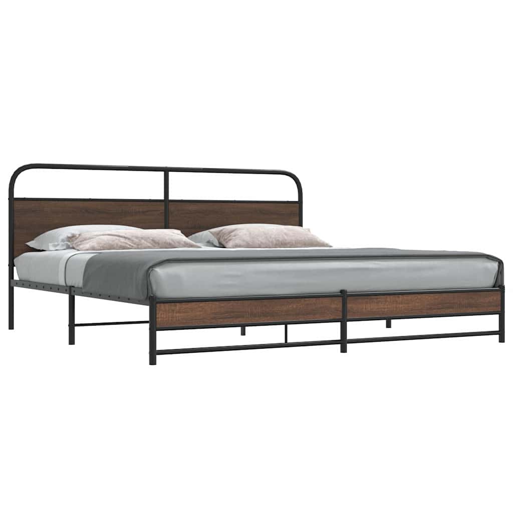 Metallbett ohne Matratze Braun Eichen-Optik 180x200 cm
