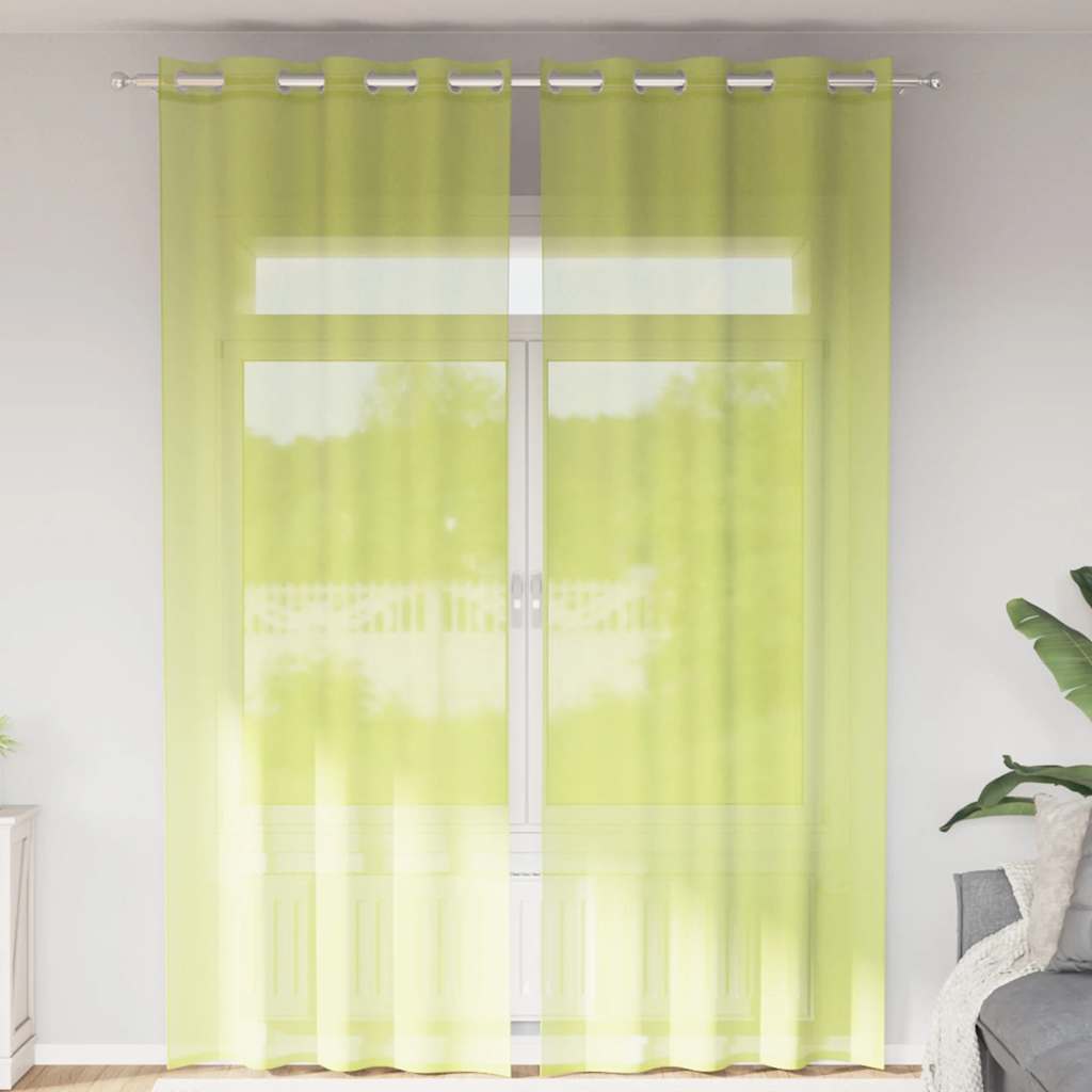 Voile Vorhänge mit Ösen 2 Stk. Apfelgrün 140x260 cm