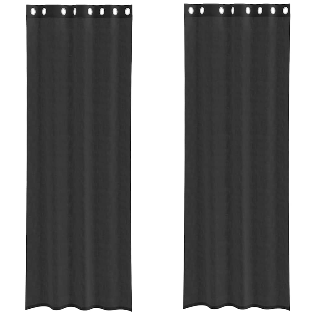 Voile Vorhänge mit Ösen 2 Stk. Schwarz 140x300 cm