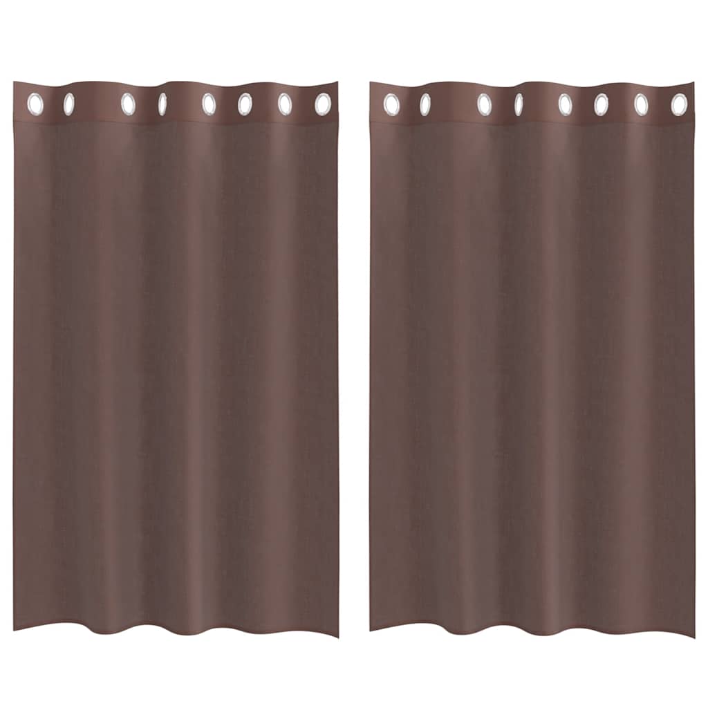 Voile Vorhänge mit Ösen 2 Stk. Braun 140x175 cm