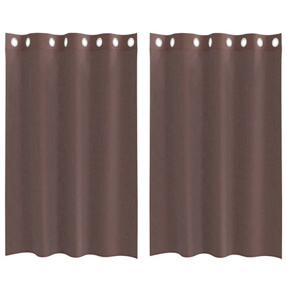Voile Vorhänge mit Ösen 2 Stk. Braun 140x175 cm