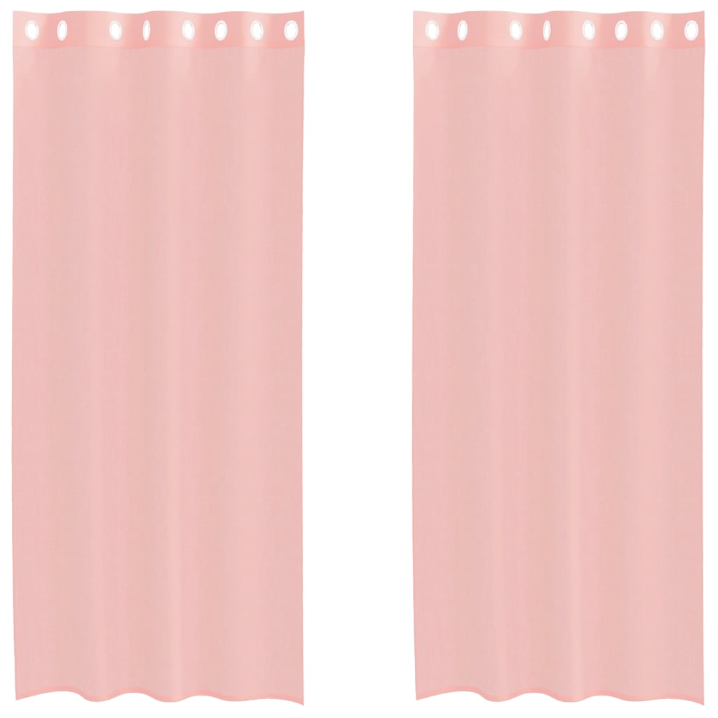 Voile Vorhänge mit Ösen 2 Stk. Rosa 140x245 cm