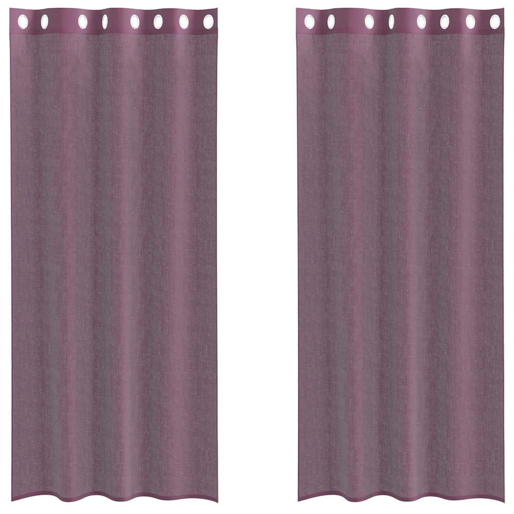 Voile Vorhänge mit Ösen 2 Stk. Lila 140x245 cm