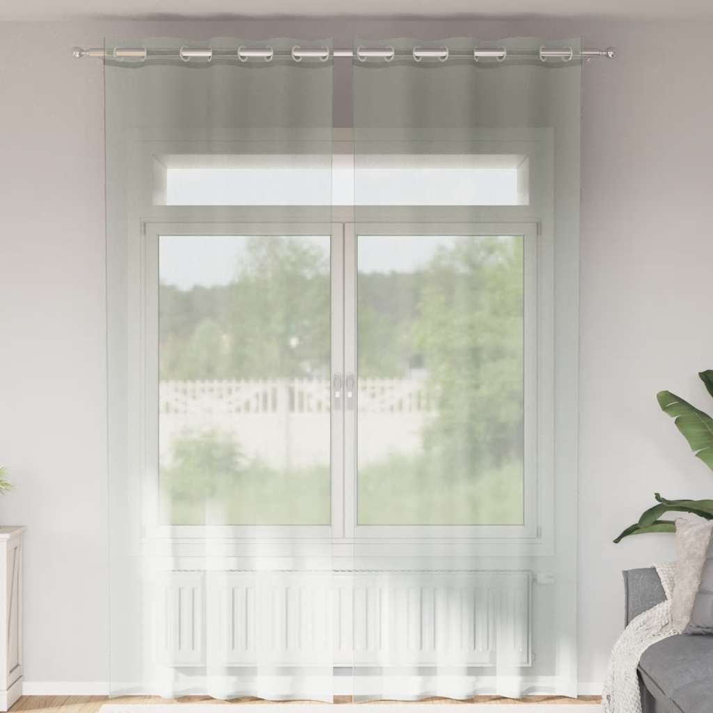 Voile Vorhänge mit Ösen 2 Stk. Hellgrau 140x260 cm