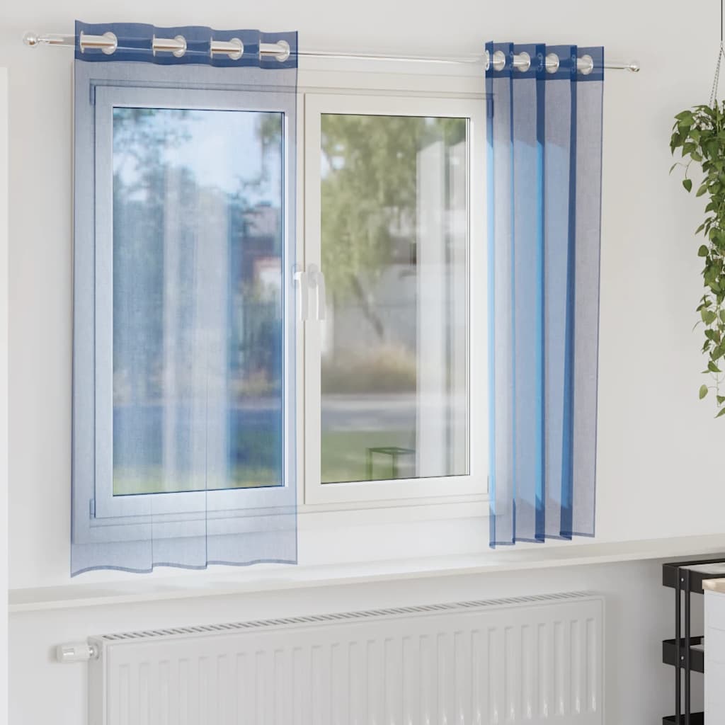 Voile Vorhänge mit Ösen 2 Stk. Königsblau