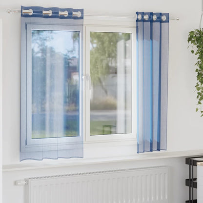 Voile Vorhänge mit Ösen 2 Stk. Königsblau