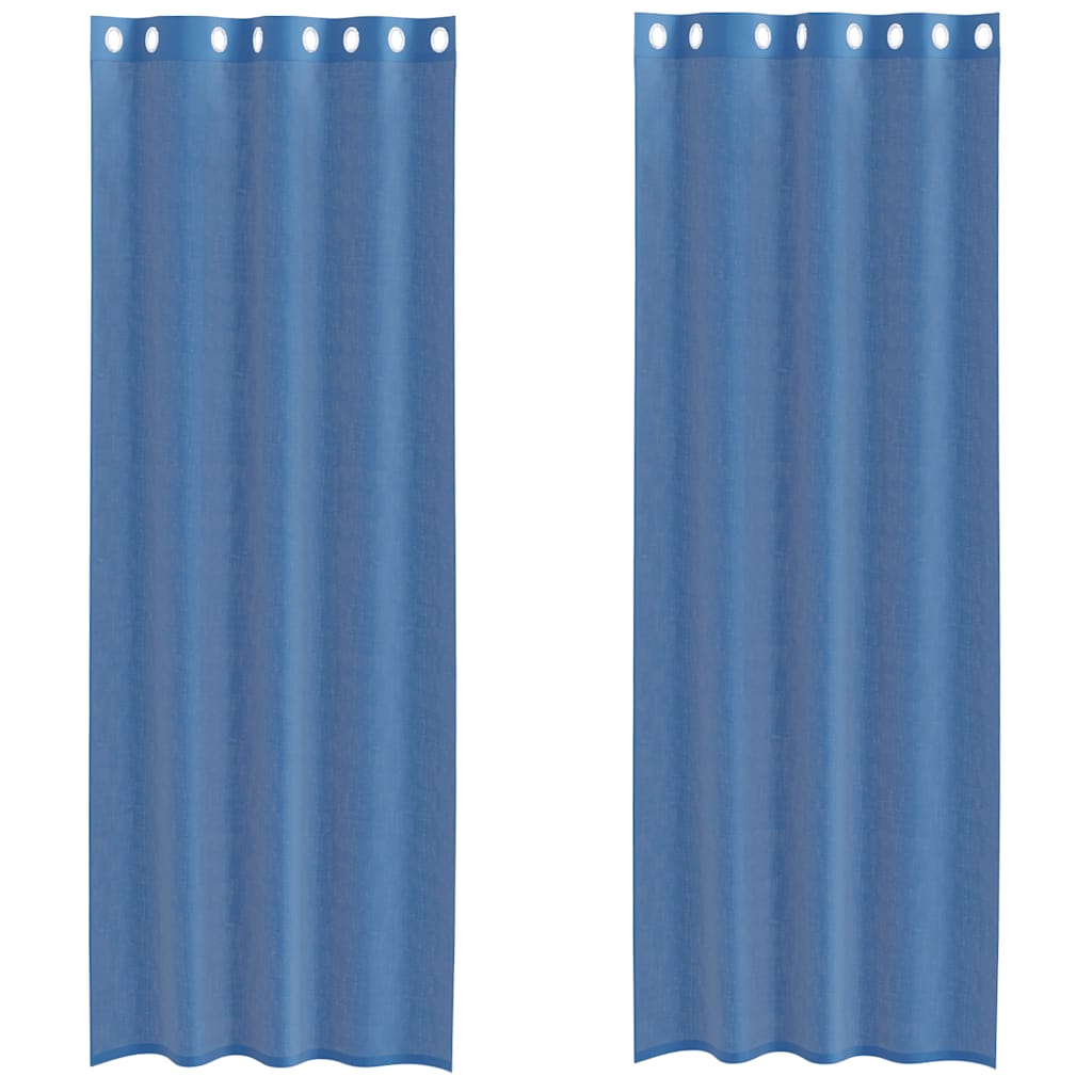 Voile Vorhänge mit Ösen 2 Stk. Königsblau
