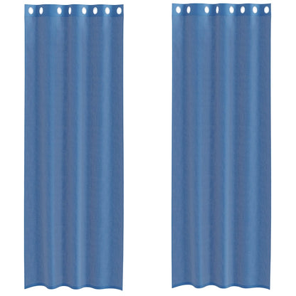 Voile Vorhänge mit Ösen 2 Stk. Königsblau