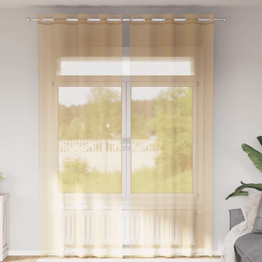 Voile Vorhänge mit Ösen 2 Stk. Sandfarbe
