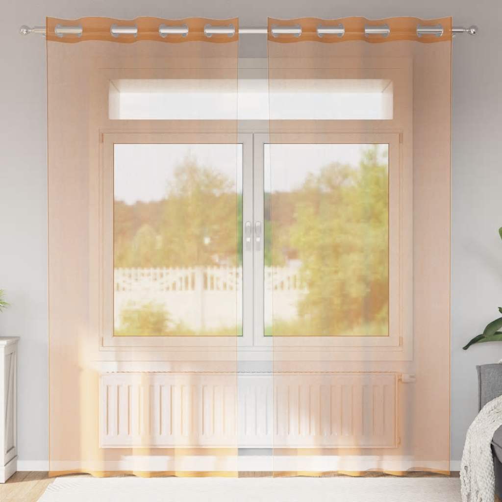 Voile Vorhänge mit Ösen 2 Stk. Terrakotta