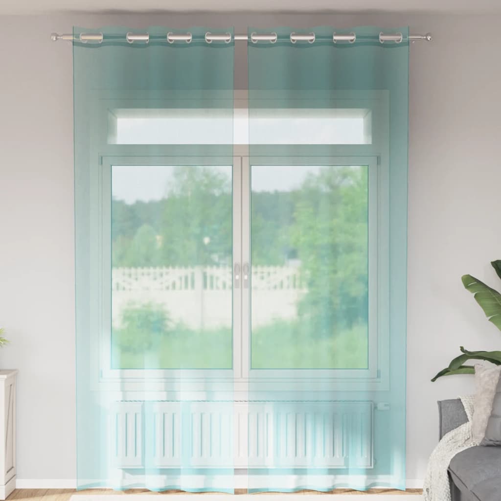 Voile Vorhänge mit Ösen 2 Stk. Türkis