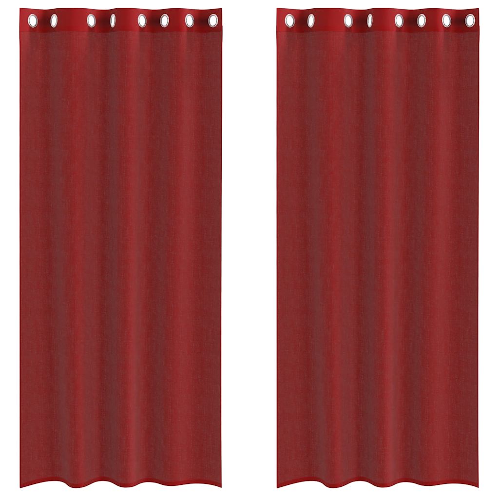 Voile Vorhänge mit Ösen 2 Stk. Weinrot