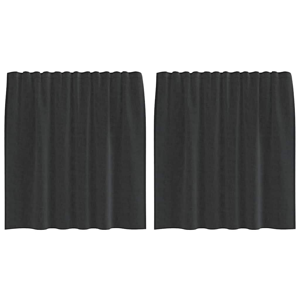 Voile Vorhänge mit Stangentaschen 2 Stk. Schwarz