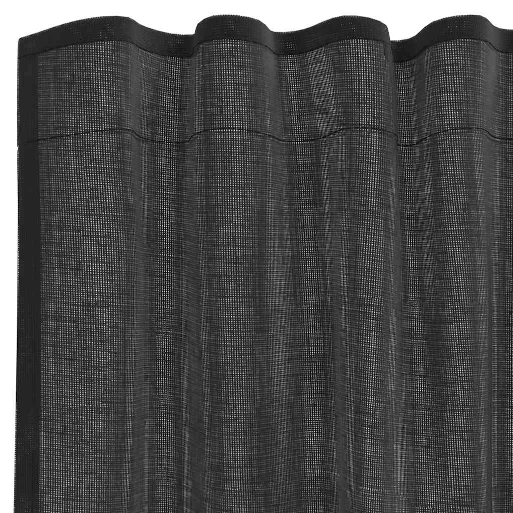 Voile Vorhänge mit Stangentaschen 2 Stk. Schwarz