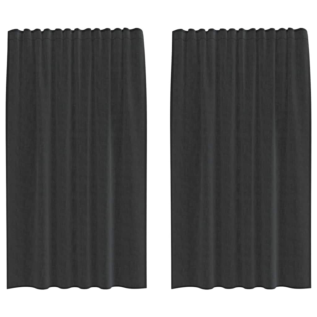 Voile Vorhänge mit Stangentaschen 2 Stk. Schwarz
