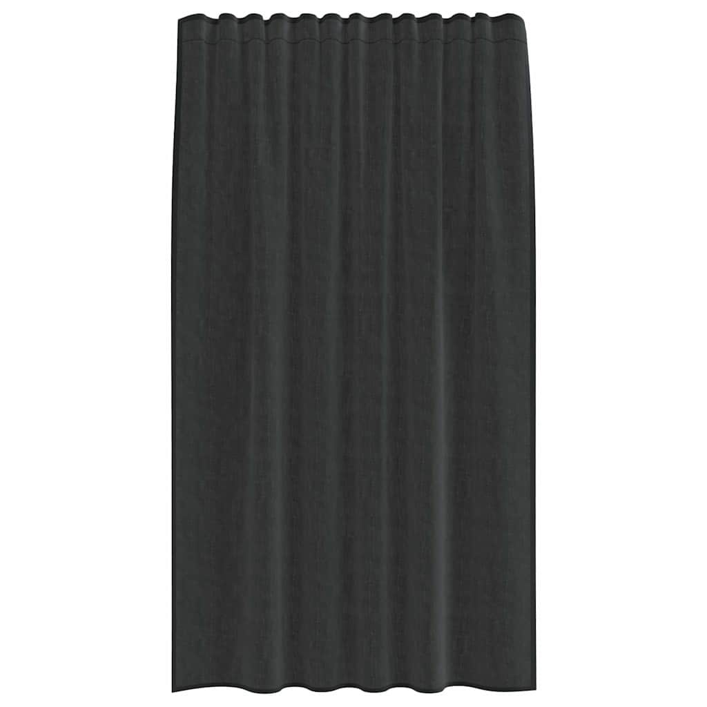 Voile Vorhänge mit Stangentaschen 2 Stk. Schwarz