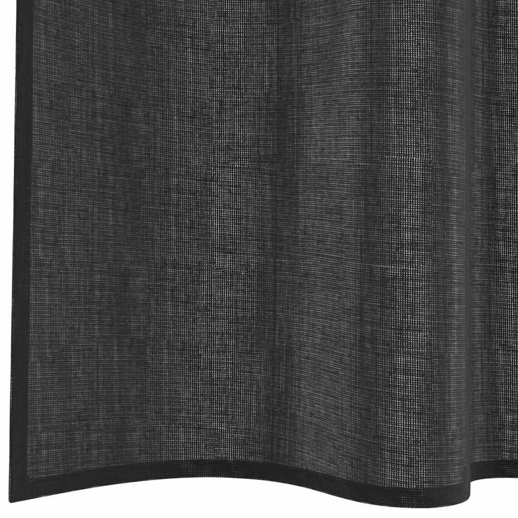Voile Vorhänge mit Stangentaschen 2 Stk. Schwarz