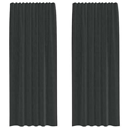 Voile Vorhänge mit Stangentaschen 2 Stk. Schwarz