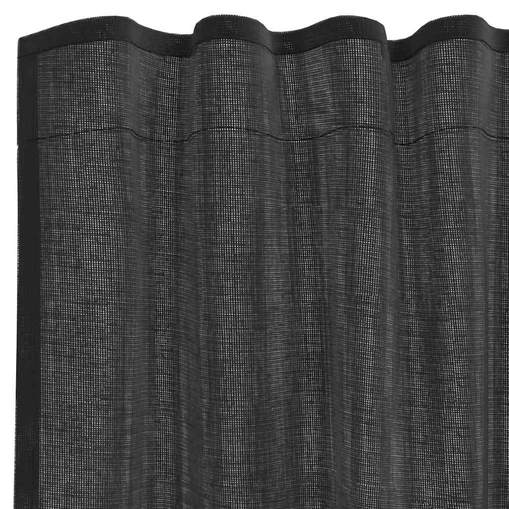 Voile Vorhänge mit Stangentaschen 2 Stk. Schwarz