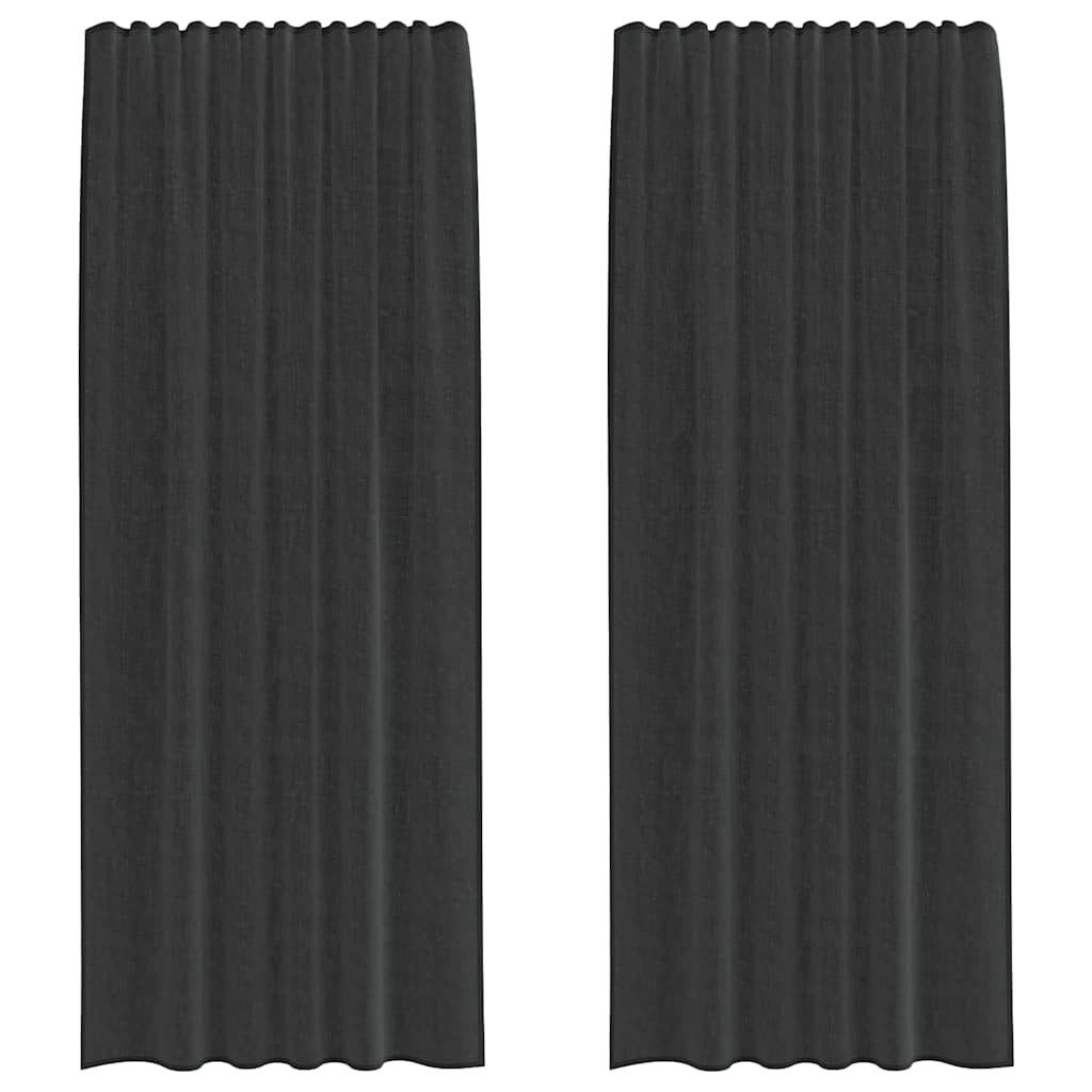 Voile Vorhänge mit Stangentaschen 2 Stk. Schwarz