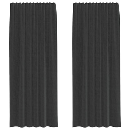 Voile Vorhänge mit Stangentaschen 2 Stk. Schwarz