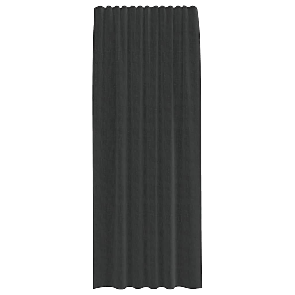 Voile Vorhänge mit Stangentaschen 2 Stk. Schwarz