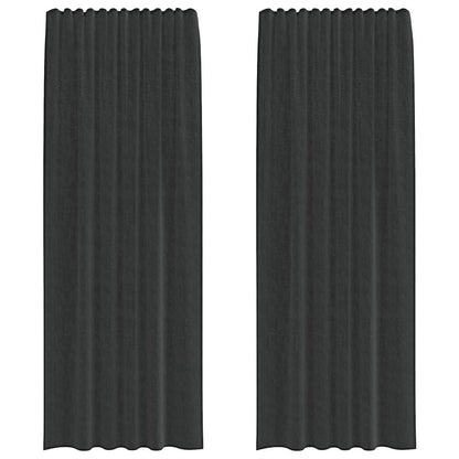 Voile Vorhänge mit Stangentaschen 2 Stk. Schwarz