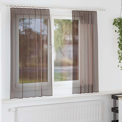 Voile Vorhänge mit Stangentaschen 2 Stk. Braun