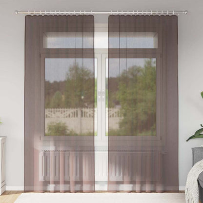 Voile Vorhänge mit Stangentaschen 2 Stk. Braun