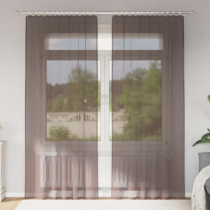 Voile Vorhänge mit Stangentaschen 2 Stk. Braun