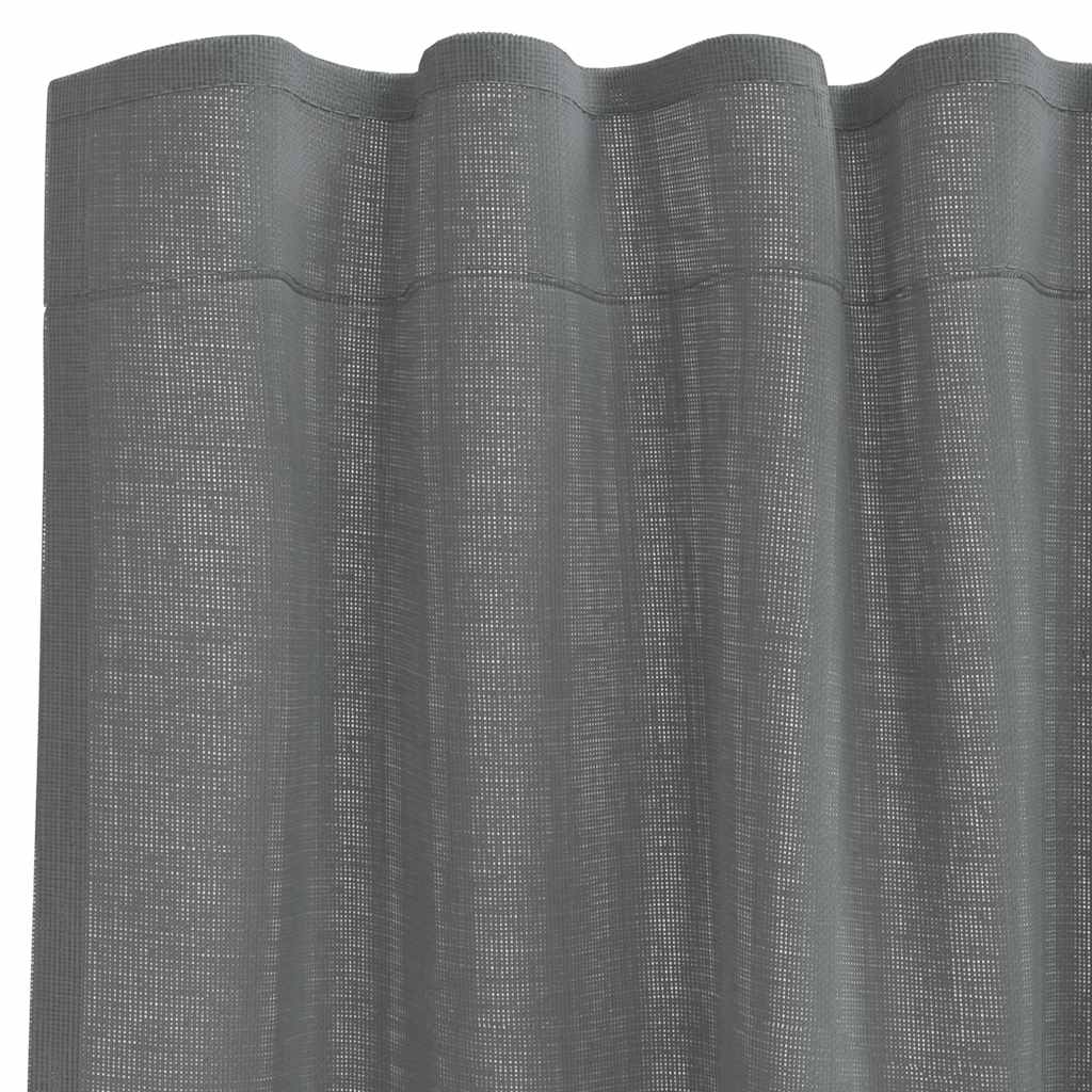 Voile Vorhänge mit Stangentaschen 2 Stk. Dunkelgrau