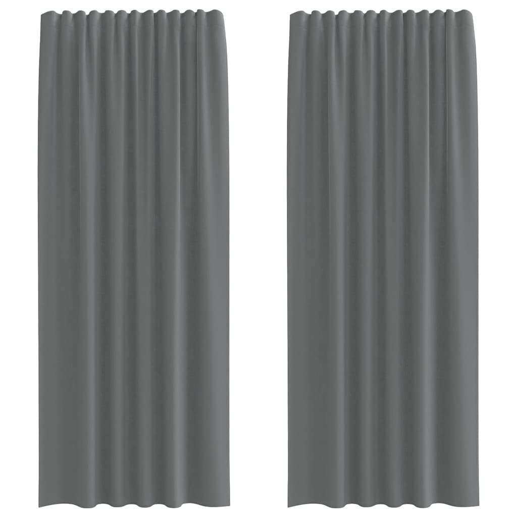 Voile Vorhänge mit Stangentaschen 2 Stk. Dunkelgrau