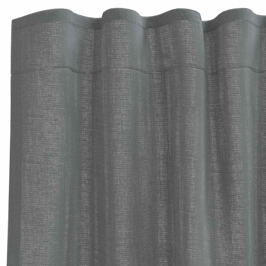 Voile Vorhänge mit Stangentaschen 2 Stk. Dunkelgrau