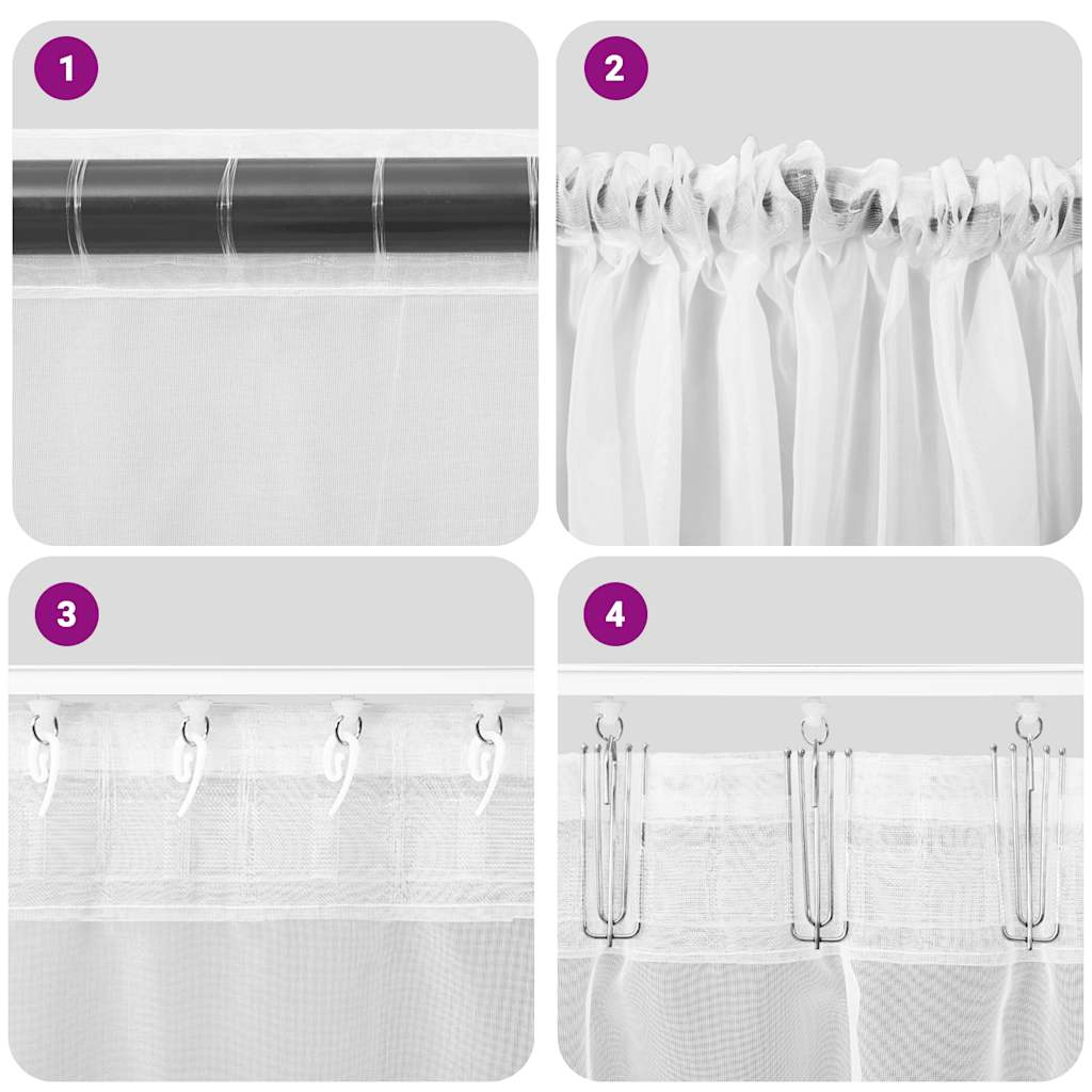 Voile Vorhänge mit Stangentaschen 2 Stk. Dunkelgrau