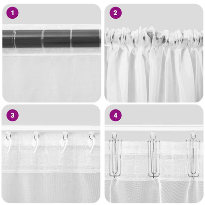 Voile Vorhänge mit Stangentaschen 2 Stk. Dunkelgrau