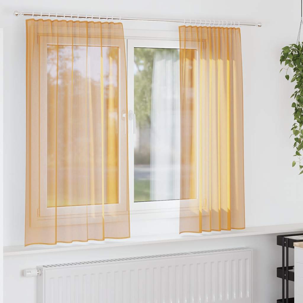 Voile Vorhänge mit Stangentaschen 2 Stk. Orange