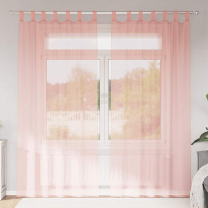 Voile Vorhänge mit Stangentaschen 2 Stk. Rosa