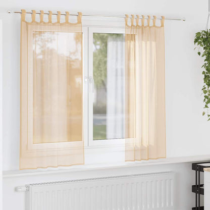 Voile Vorhänge mit Stangentaschen 2 Stk. Sandfarbe